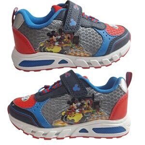 Disney Boys‎ Light-Up Shoes Sneakers Toddlers Size 7 (15 Cm) New color Red Blue